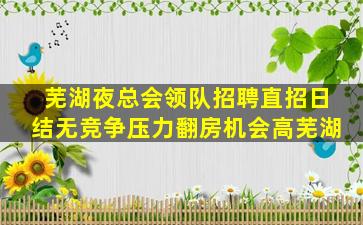 芜湖夜总会领队招聘直招日结无竞争压力翻房机会高芜湖